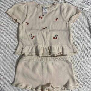 Carter's Cream Sweater with Red Cherry Design